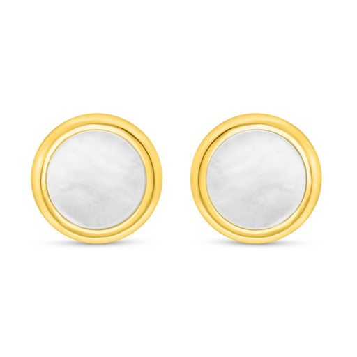 [EAR02MOP00000C582] Sterling Silver 925 Earring Golden Plated Embedded With White Shell  