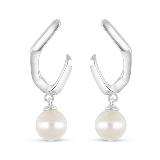 [EAR01PRL00000C585] Sterling Silver 925 Earring Rhodium Plated Embedded With Fresh Water Pearl