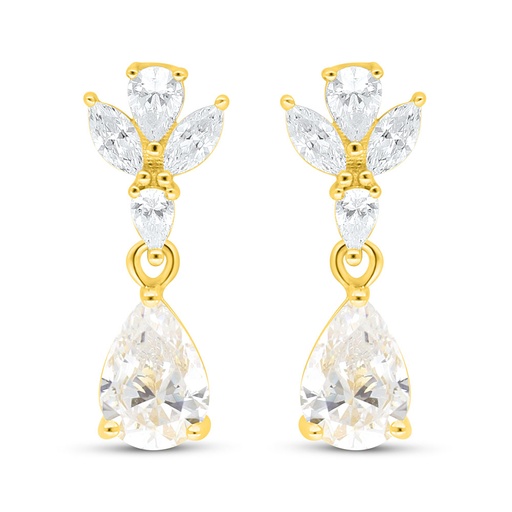 [EAR02WCZ00000C591] Sterling Silver 925 Earring Golden Plated Embedded With White Zircon