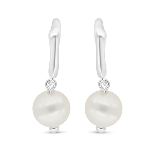 [EAR01PRL00000C592] Sterling Silver 925 Earring Rhodium Plated Embedded With Fresh Water Pearl