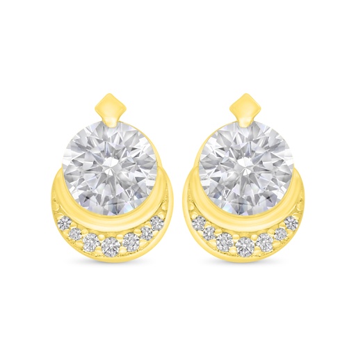 [EAR02WCZ00000C599] Sterling Silver 925 Earring Golden Plated Embedded With White Zircon