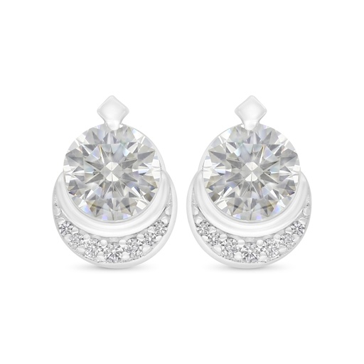 [EAR01CIT00WCZC599] Sterling Silver 925 Earring Rhodium Plated Embedded With Diamond Color And White Zircon