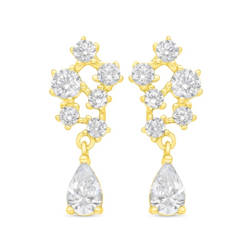 [EAR02WCZ00000C600] Sterling Silver 925 Earring Golden Plated Embedded With White Zircon