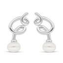 Sterling Silver 925 Earring Rhodium Plated Embedded With Fresh Water Pearl