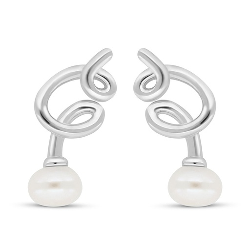 [EAR01PRL00000C601] Sterling Silver 925 Earring Rhodium Plated Embedded With Fresh Water Pearl