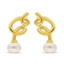 Sterling Silver 925 Earring Golden Plated Embedded With Fresh Water Pearl