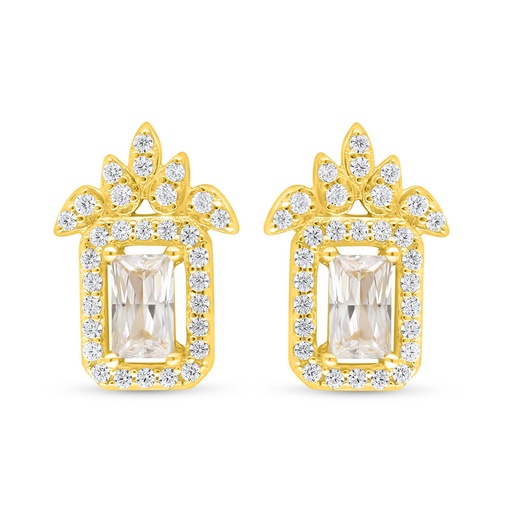 [EAR02WCZ00000C602] Sterling Silver 925 Earring Golden Plated Embedded With White Zircon