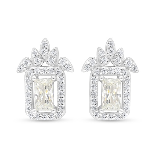 [EAR01CIT00WCZC602] Sterling Silver 925 Earring Rhodium Plated Embedded With Diamond Color And White Zircon