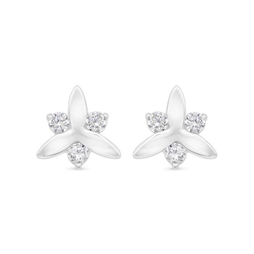 [EAR01WCZ00000C606] Sterling Silver 925 Earring Rhodium Plated Embedded With White Zircon