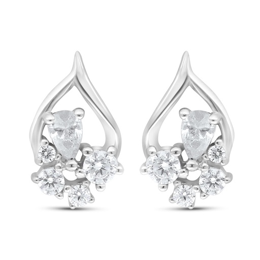 [EAR01WCZ00000C611] Sterling Silver 925 Earring Rhodium Plated Embedded With White Zircon