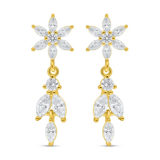 [EAR02WCZ00000C620] Sterling Silver 925 Earring Golden Plated Embedded With White Zircon