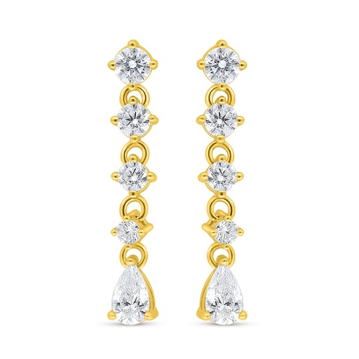 [EAR02WCZ00000C622] Sterling Silver 925 Earring Golden Plated Embedded With White Zircon