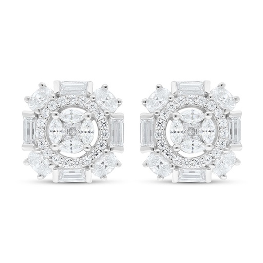 [EAR01WCZ00000C626] Sterling Silver 925 Earring Rhodium Plated Embedded With White Zircon