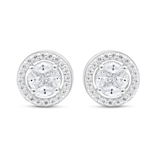 [EAR01WCZ00000C629] Sterling Silver 925 Earring Rhodium Plated Embedded With White Zircon