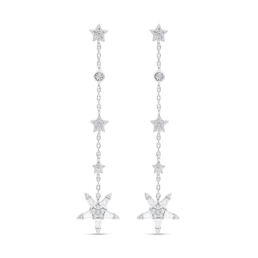 [EAR01WCZ00000C630] Sterling Silver 925 Earring Rhodium Plated Embedded With White Zircon