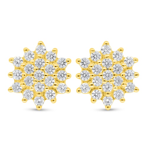 [EAR02WCZ00000C638] Sterling Silver 925 Earring Golden Plated Embedded With White Zircon