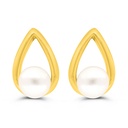 Sterling Silver 925 Earring Golden Plated Embedded With Fresh Water Pearl