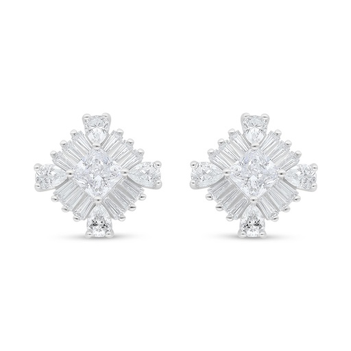 [EAR01WCZ00000C650] Sterling Silver 925 Earring Rhodium Plated Embedded With White Zircon