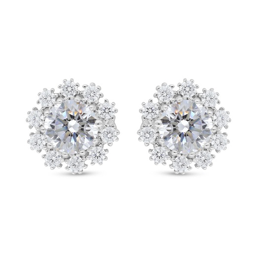[EAR01WCZ00000C652] Sterling Silver 925 Earring Rhodium Plated Embedded With White Zircon