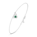 Sterling Silver 925 Bracelet Rhodium Plated Embedded With Emerald Zircon 