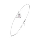 Sterling Silver 925 Bracelet Rhodium Plated Embedded With Pink Zircon 