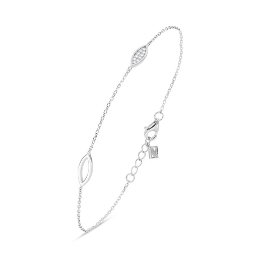 [BRC01WCZ00000B552] Sterling Silver 925 Bracelet Rhodium Plated Embedded With White Zircon