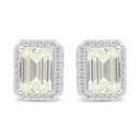Sterling Silver 925 Earring Rhodium Plated Embedded With Diamond Color And White Zircon