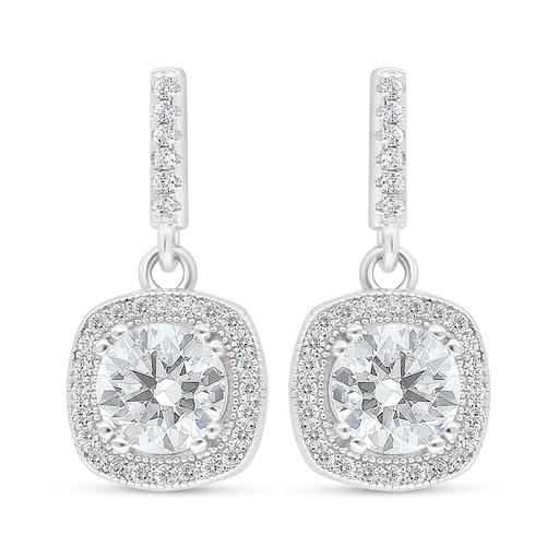 [EAR01CIT00WCZD023] Sterling Silver 925 Earring Rhodium Plated Embedded With Diamond Color And White Zircon