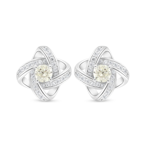 [EAR01CIT00WCZD024] Sterling Silver 925 Earring Rhodium Plated Embedded With Diamond Color And White Zircon