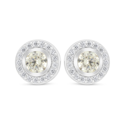 [EAR01CIT00WCZD039] Sterling Silver 925 Earring Rhodium Plated Embedded With Diamond Color And White Zircon