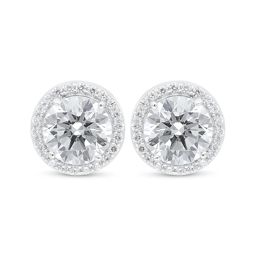 [EAR01CIT00WCZD040] Sterling Silver 925 Earring Rhodium Plated Embedded With Diamond Color And White Zircon