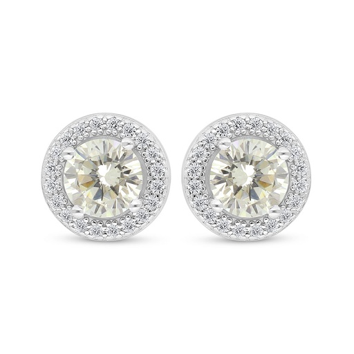 [EAR01CIT00WCZD041] Sterling Silver 925 Earring Rhodium Plated Embedded With Diamond Color And White Zircon