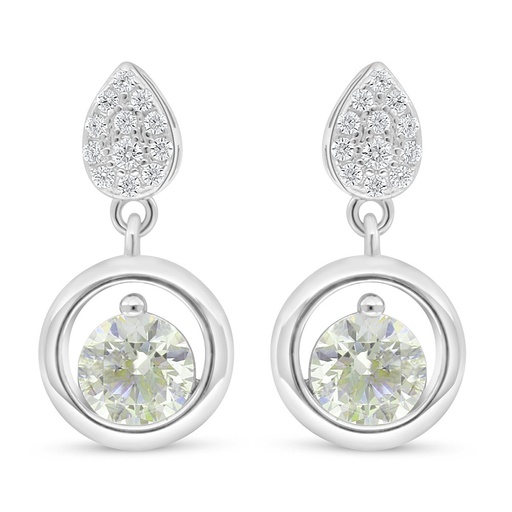[EAR01CIT00WCZD057] Sterling Silver 925 Earring Rhodium Plated Embedded With Diamond Color And White Zircon