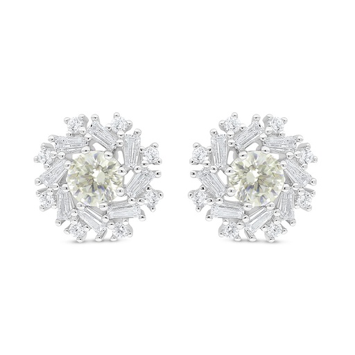 [EAR01CIT00WCZD058] Sterling Silver 925 Earring Rhodium Plated Embedded With Diamond Color And White Zircon
