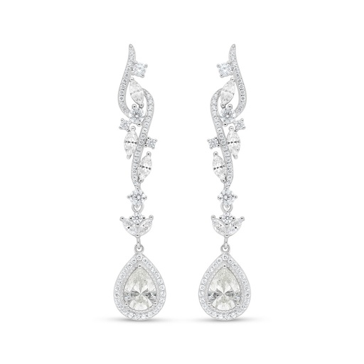 [EAR01CIT00WCZD062] Sterling Silver 925 Earring Rhodium Plated Embedded With Diamond Color And White Zircon
