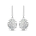 Sterling Silver 925 Earring Rhodium Plated Embedded With White Shell And White Zircon