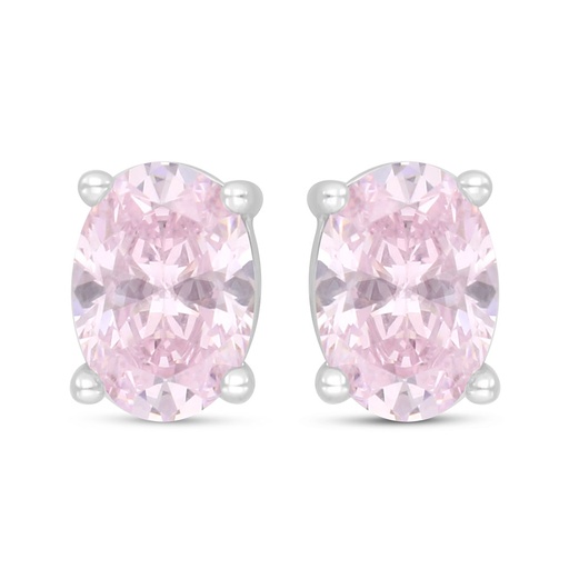 [EAR01PIK00000D068] Sterling Silver 925 Earring Rhodium Plated Embedded With Pink Zircon 