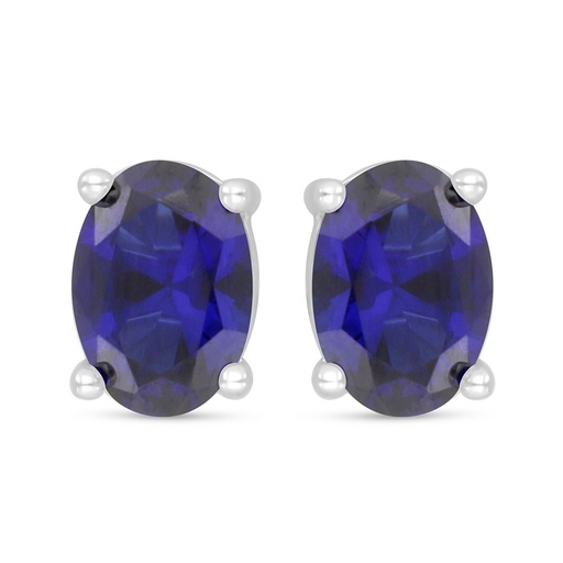 [EAR01SAP00000D068] Sterling Silver 925 Earring Rhodium Plated Embedded With Sapphire Corundum 