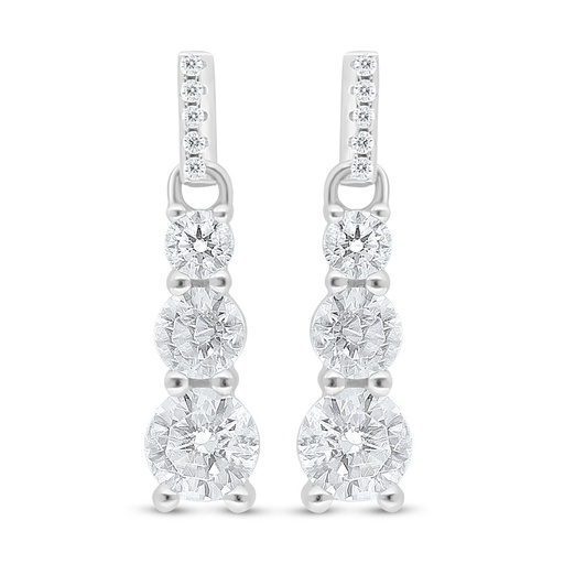 [EAR01WCZ00000D021] Sterling Silver 925 Earring Rhodium Plated Embedded With White Zircon