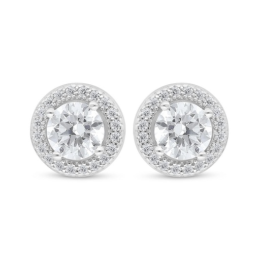 [EAR01WCZ00000D041] Sterling Silver 925 Earring Rhodium Plated Embedded With White Zircon