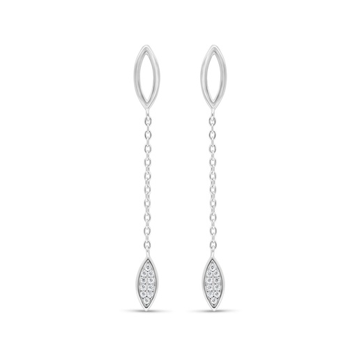 [EAR01WCZ00000D067] Sterling Silver 925 Earring Rhodium Plated Embedded With White Zircon