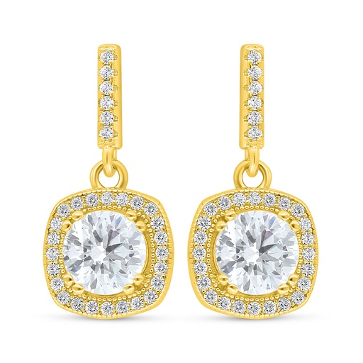 [EAR02CIT00WCZD023] Sterling Silver 925 Earring Golden Plated Embedded With Diamond Color And White Zircon