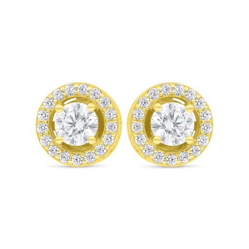 [EAR02CIT00WCZD027] Sterling Silver 925 Earring Golden Plated Embedded With Diamond Color And White Zircon