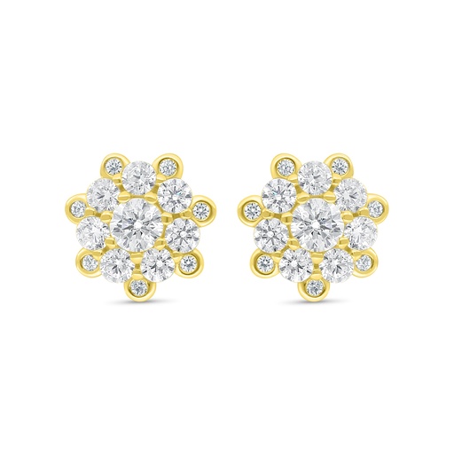 [EAR02CIT00WCZD029] Sterling Silver 925 Earring Golden Plated Embedded With Diamond Color And White Zircon
