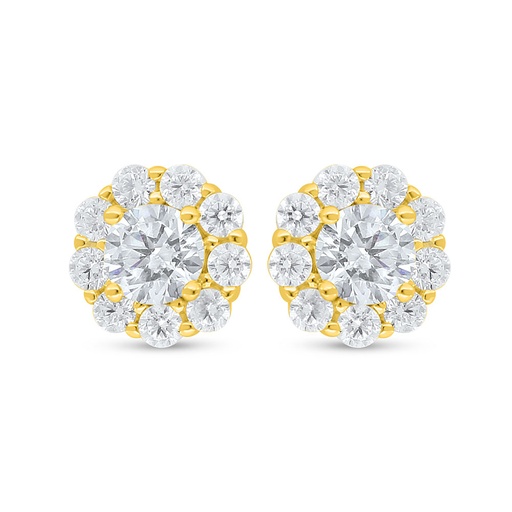[EAR02CIT00WCZD032] Sterling Silver 925 Earring Golden Plated Embedded With Diamond Color And White Zircon