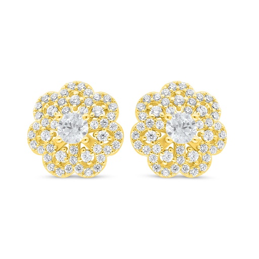 [EAR02CIT00WCZD033] Sterling Silver 925 Earring Golden Plated Embedded With Diamond Color And White Zircon