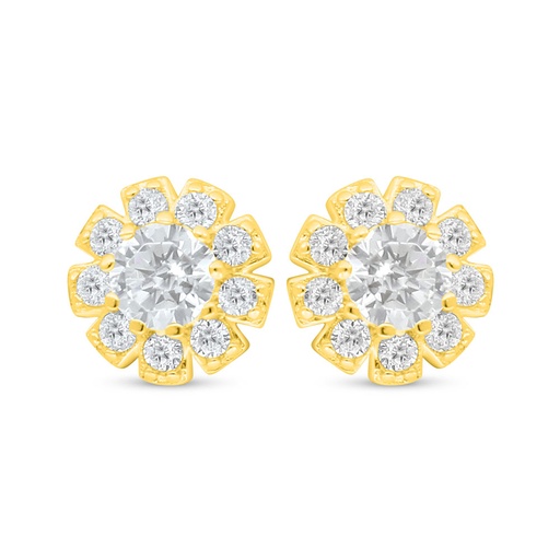 [EAR02CIT00WCZD034] Sterling Silver 925 Earring Golden Plated Embedded With Diamond Color And White Zircon