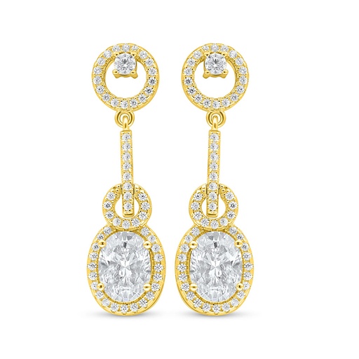 [EAR02CIT00WCZD036] Sterling Silver 925 Earring Golden Plated Embedded With Diamond Color And White Zircon