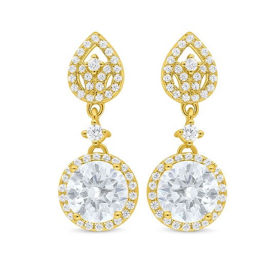 [EAR02CIT00WCZD037] Sterling Silver 925 Earring Golden Plated Embedded With Diamond Color And White Zircon