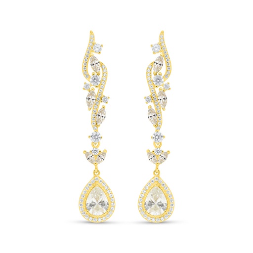 [EAR02CIT00WCZD062] Sterling Silver 925 Earring Golden Plated Embedded With Diamond Color And White Zircon